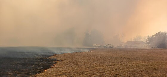 a wildfire burns near Necedah