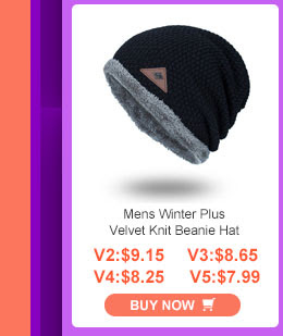 Mens Winter Plus Velvet Knit Beanie Hat