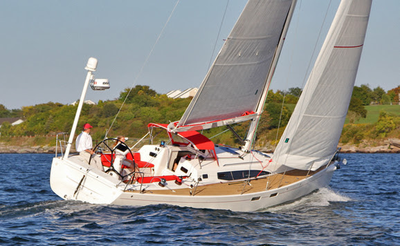 J/122E sport cruiser sailing off Newport