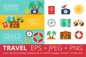 Summer trip in a flat style.