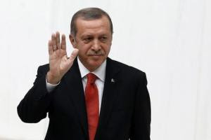 Turkey&#39;s President Tayyip Erdogan waves as he attends&nbsp;&hellip;