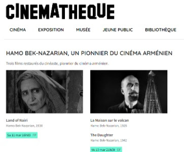 Projection de trois films restaurés de Hamo Bek-Nazarian, pionnier du cinéma Arménien