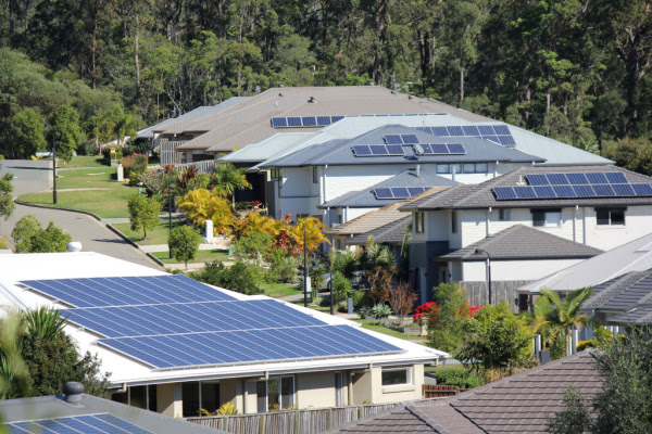 Solar Panels on Roof in Residential Estate