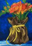 Freesias with Yellow Ribbon - Posted on Sunday, March 15, 2015 by Jean Nelson