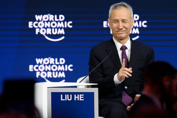 Liu He, a top economic policy adviser to the Chinese president, drew a full house to his presentation to global business and political leaders at the World Economic Forum.