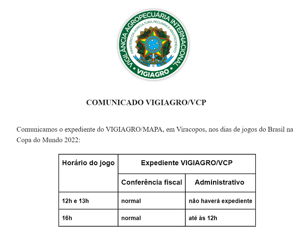 Comunicado VIGIAGRO