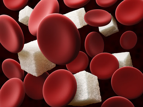 imagen de sangre con cubos de azucar