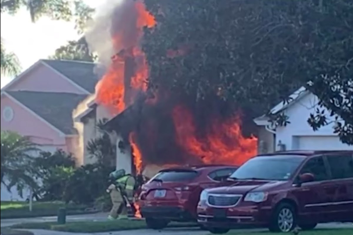 A burning home A burning home