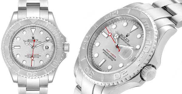 Rolex Yachtmaster Steel Platinum Watch with sandblasted platinum dial