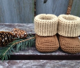 Knit Baby Booties, Newborn, Color Block, Merino, Made to Order