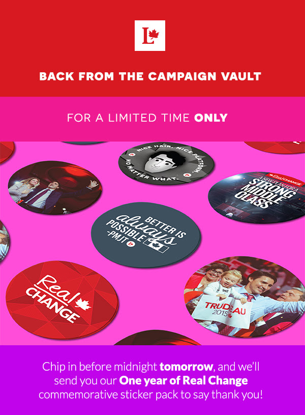 Back from the campaign vault for a limited time only!						Chip in before midnight tomorrow, and we'll send you our One year of Real Change commemorative sticker pack to say thank you!