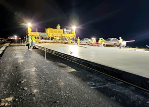 Mainline paving at night