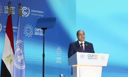 Abdel Fatah al-Sisi speaks at Cop27.