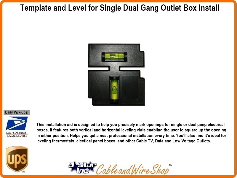Template and Level for Single Dual Gang Outlet Box Install 3 Star