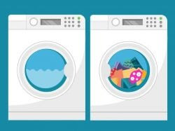 Washer and dryer - dryer has regular laundry including face masks