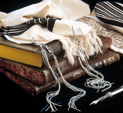 Hebrew holy books and prayer shawl