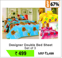 Set Of 3 Designer Double Bed Sheet with 6 Pillow Covers