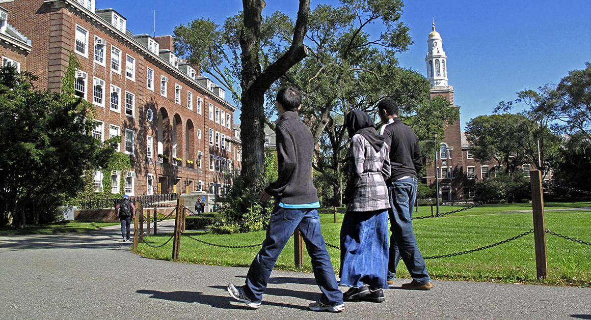 Students are pictured on Brooklyn College's campus. | AP Photo