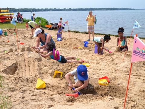 After the bike ride, have fun building sand castles on Olbrich Beach