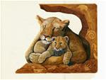 Lion & Cub wildlife painting realistic illustration by Linda Apple - Posted on Tuesday, March 24, 2015 by Linda Apple