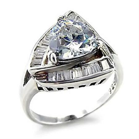 00201 High-Polished 925 Sterling Silver Ring with AAA Grade CZ in Clear