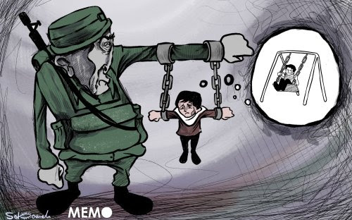 The targeting and arrest of Palestinian children has been a constant Israeli policy - Cartoon [Sabaaneh/MiddleEastMonitor]
