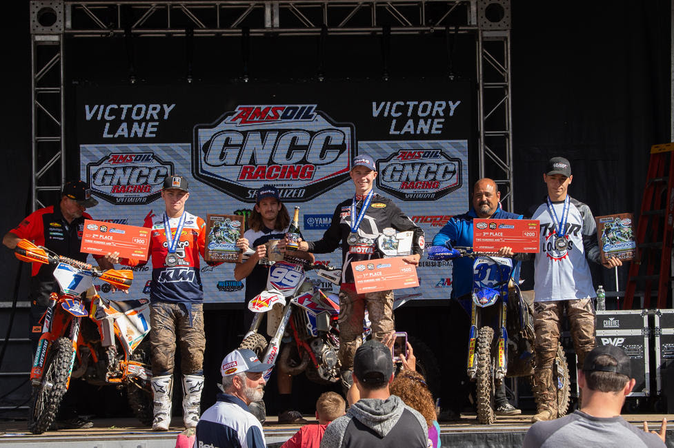 Cody Barnes (center), Jesse Ansley (left) and Chase Colville (right) rounded out the FMF XC3 125 Pro-Am class podium.