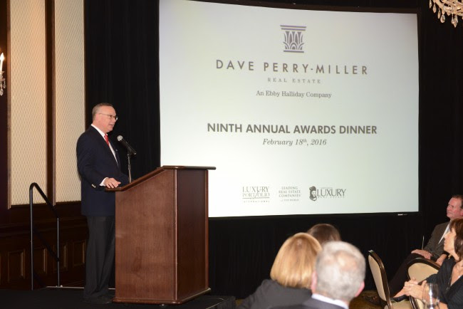 Dave Perry-Miller addresses agents at the Dave Perry-Miller Real Estate Ninth Annual Awards Dinner