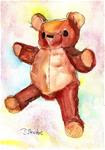 5x7 Teddy Bear Painting Watercolor Original Stuffed Toy Art SFA Penny StewArt - Posted on Sunday, November 30, 2014 by Penny Lee StewArt