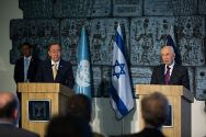 UN Secy-Gen Ban Ki-moon and outgoing Pres. Shimon Peres. Wednesday July 23 2014