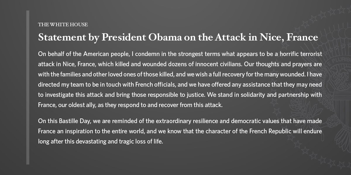 The President on the Attack in Nice, France