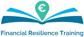 Blue and turquoise Financial Resilience Training logo
