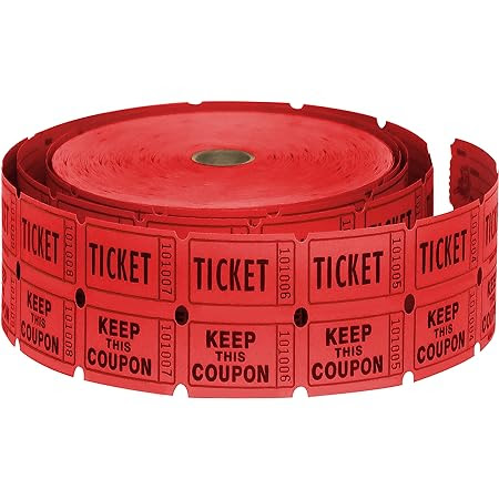 Amazon.com : 50/50 Raffle Tickets Double Roll - 2000 Ticket Count Per Roll  - Easy Tear Away Stubs for Contact Info - Raffle Drum Tickets Roll for  Drinks, Carnival, Chinese Auction, Events (Red) : Office Products