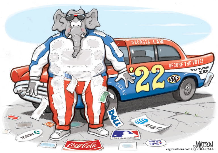 ELECTIONS, VOTE, VOTING RESTRICTIONS, GEORGIA,TEXAS, LAWS, REPUBLICAN PARTY, CORPORATE, CORPORATIONS, SPONSOR, NASCAR2022
