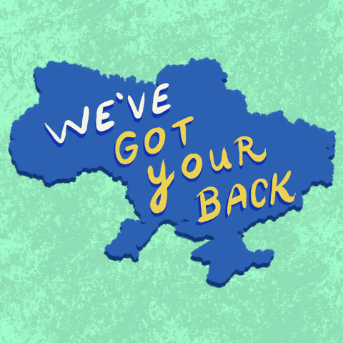 We've got your back text on top of the Ukrainian shape