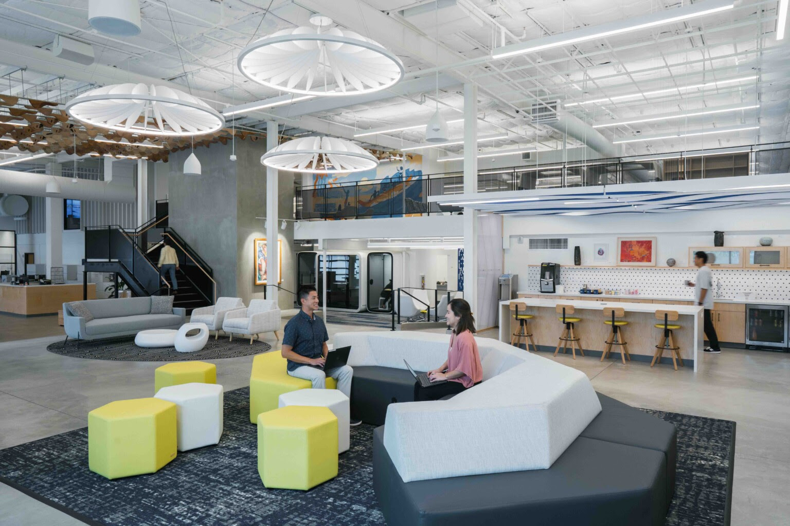 Servco Pacific highlights its musical instruments and automobile divisions with guitar accents on the ceiling and an antique car on the floor. | Photo: courtesy of Servco Pacific