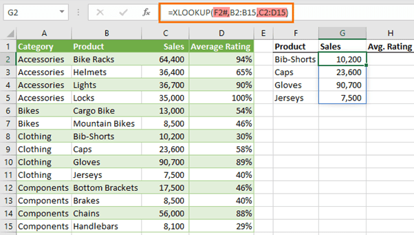 if XLOOKUP results in two spilled ranges