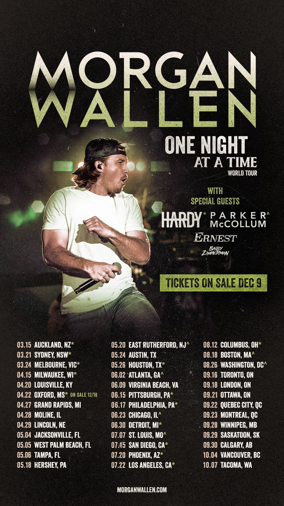 MORGAN WALLEN ANNOUNCES 2023 ONE NIGHT AT A TIME WORLD TOUR | Morgan Wallen