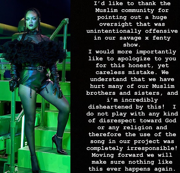 Rihanna apologizes to the