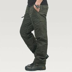 Mens Thick Soft Loose Winter Polar Fleece Cargo Pants