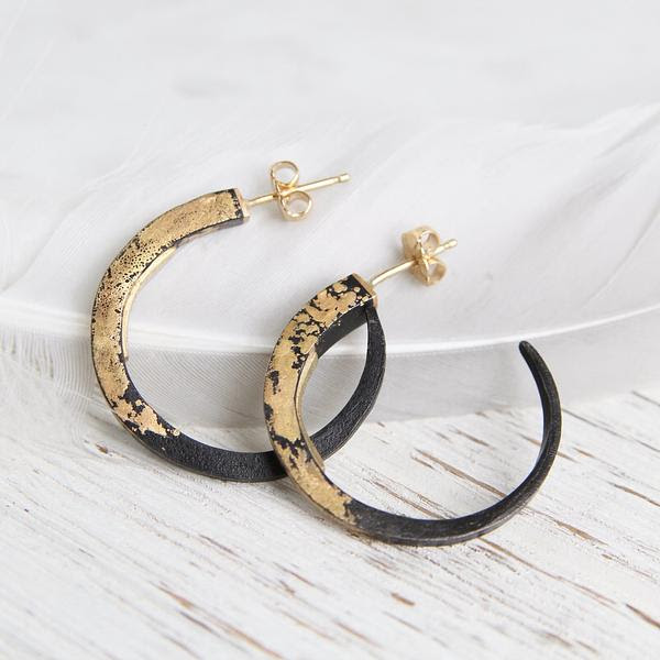 Pat Flynn Iron Small Hoops ~ 22k Yellow Gold Dusted