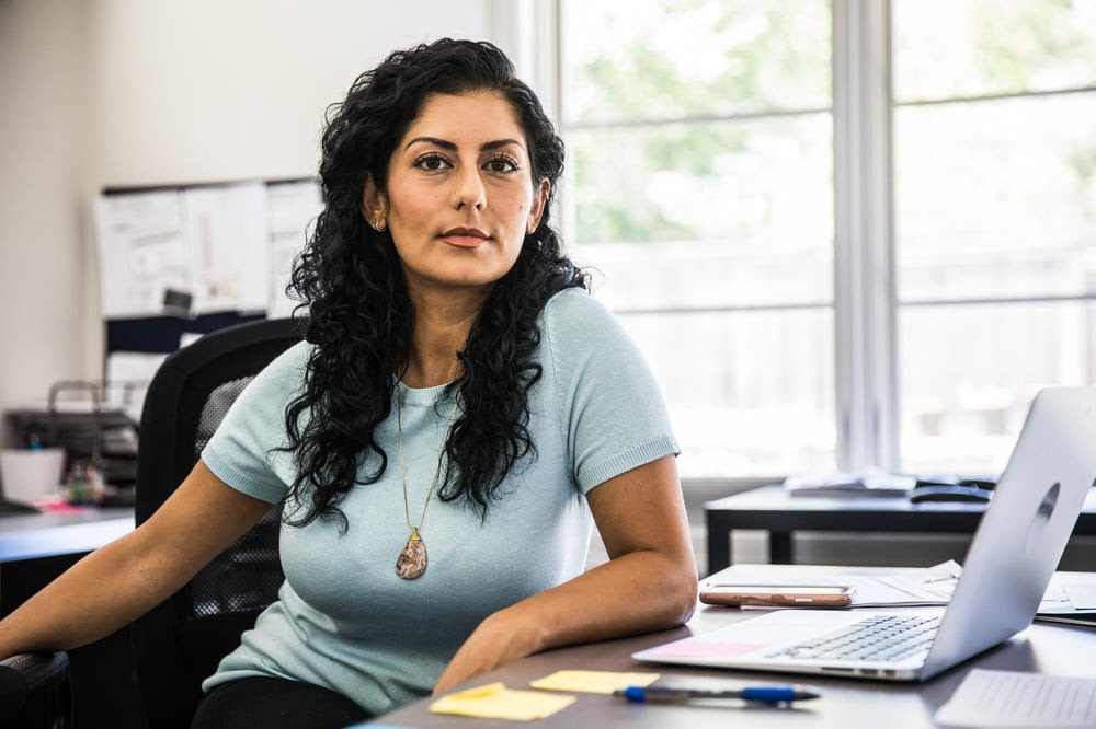 Woman sitting in her office