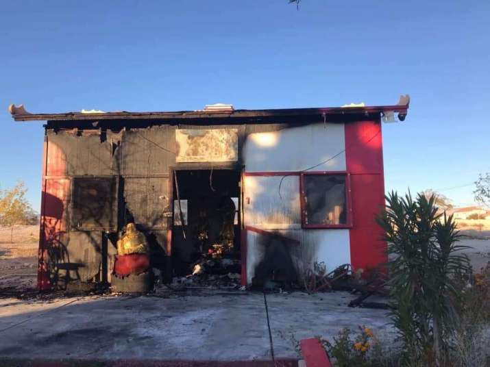 A view of the fire damage to the temple. From 8newsnow.com
