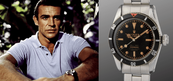 Sean Connery in Dr. No (1962) and Rolex Submariner ref 6538