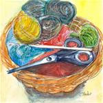 Yarn Basket with Scissors Watercolor, Pen & Ink Illustration Penny Lee StewArt - Posted on Wednesday, December 31, 2014 by Penny Lee StewArt