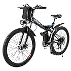 ANCHEER Folding Electric Mountain Bike with 26 Inch Wheel, Large Capacity Lithium-Ion Battery (36V 250W), Premium Full Suspension and Shimano Gear