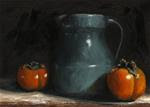 Glazed jug with persimmons - Posted on Sunday, December 21, 2014 by Peter J Sandford