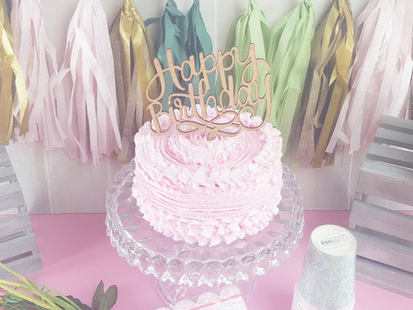 Woodland Fairy Wooden Happy Birthday Cake Topper