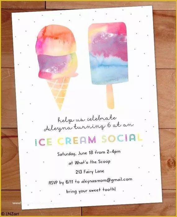 Ice Cream Birthday Invitation Template Free Of Printable Ice Cream