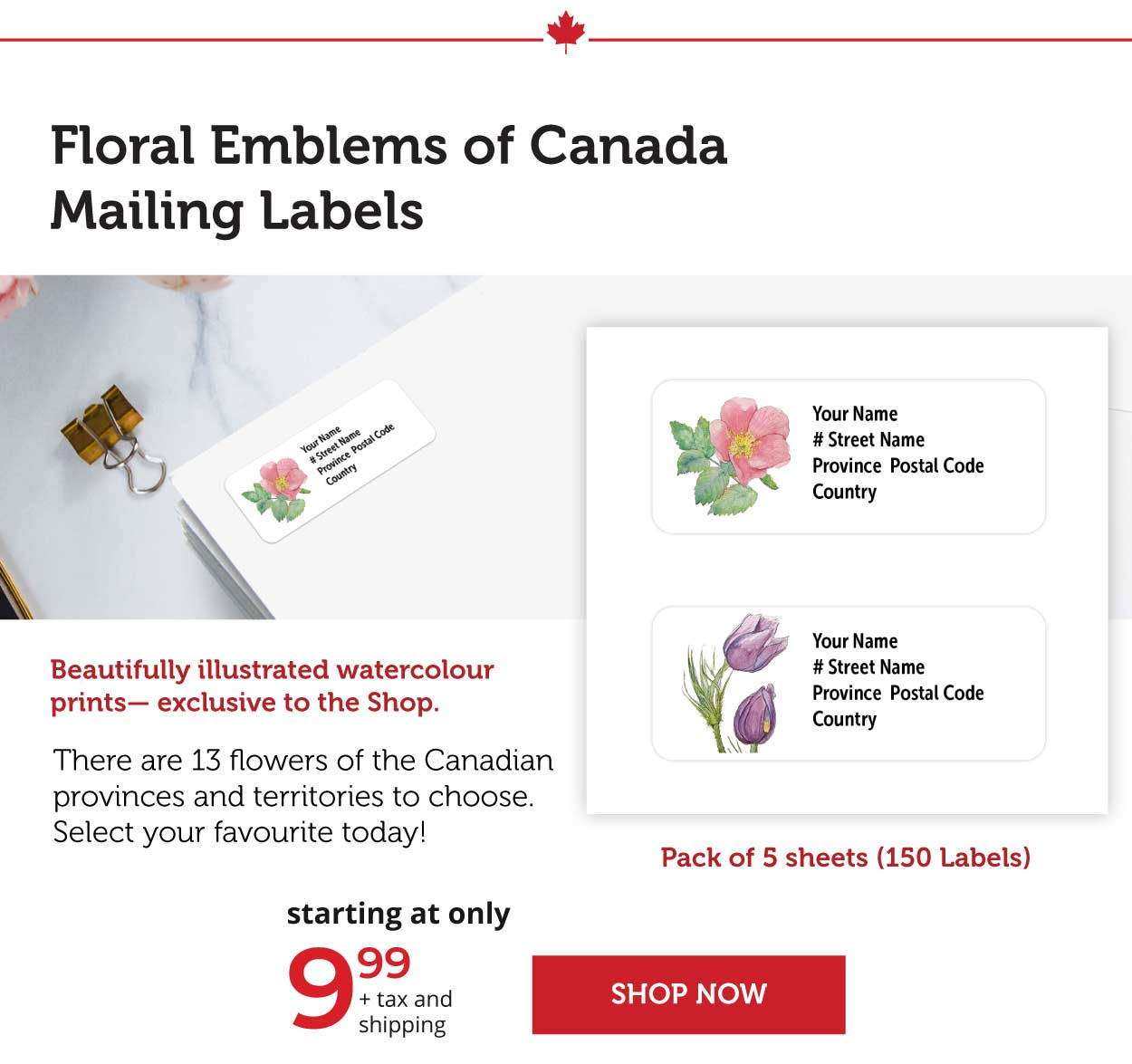 Floral Emblems of Canada- mailing Labels